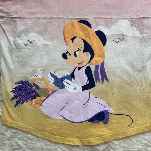 Disney Spirit Jersey Bonjour Minnie Mouse France Ombre Pink Yellow XS - Picture 6 of 12